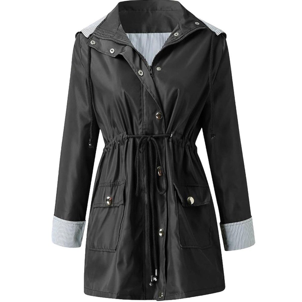 Rain Jacket Women Waterproof Long Sleeve Raincoat Outdoor Active Hiking Medium.